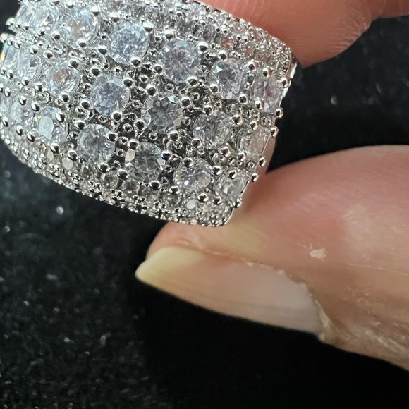 NWOT… Sterling Silver 925 W/ Simulated Diamonds And 18K White Gold Overlay. - Picture 7 of 10